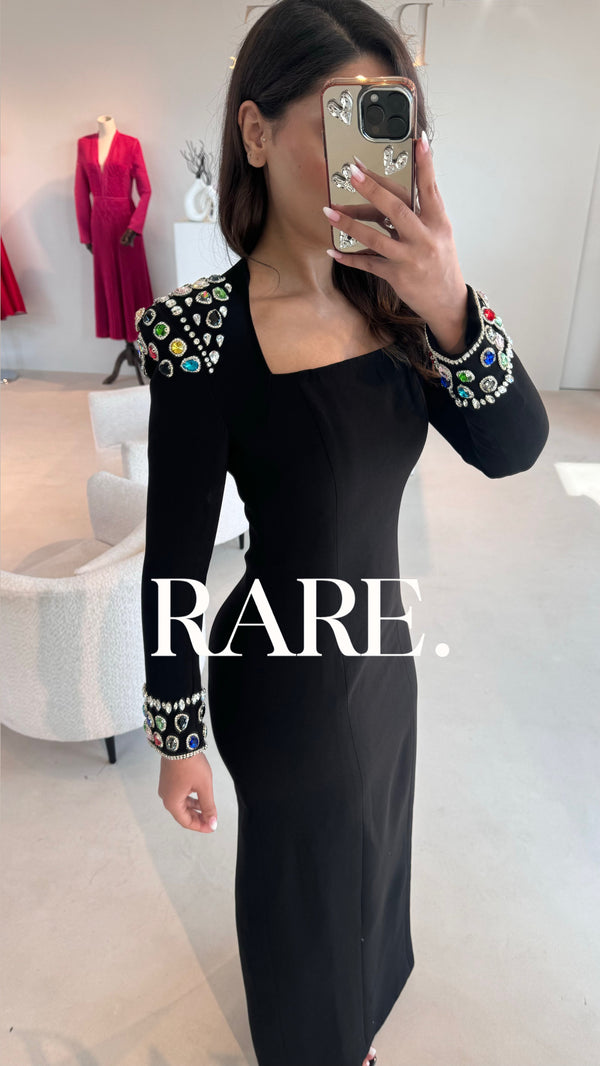 BANDAGE CRYSTAL LONG DRESS فستان