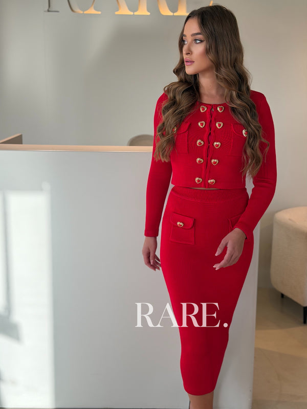 HEART BUTTONS SKIRT SET