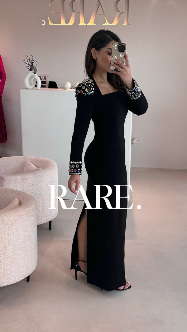 BANDAGE CRYSTAL LONG DRESS فستان