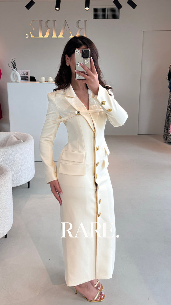 LONG COAT SQUARE GOLD BUTTONS كوت