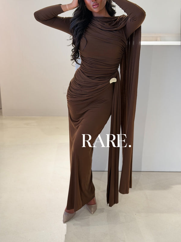 LONG SLEEVE RUCHED GOWN