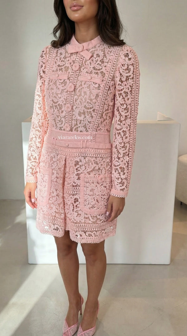 BLUSH LACE DRESSفستان