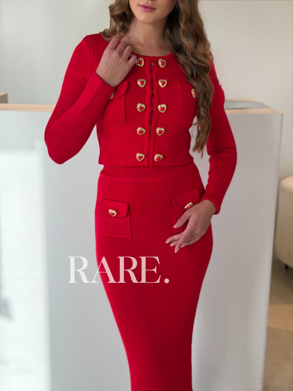 HEART BUTTONS SKIRT SET