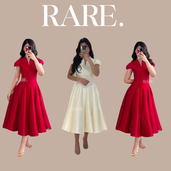 FIT AND FLARE MIDI DRESS فستان