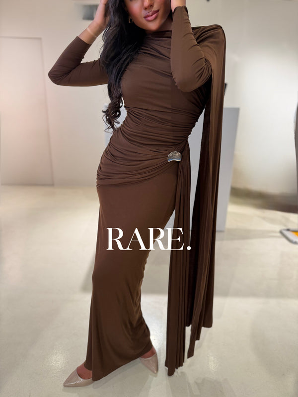 LONG SLEEVE RUCHED GOWN