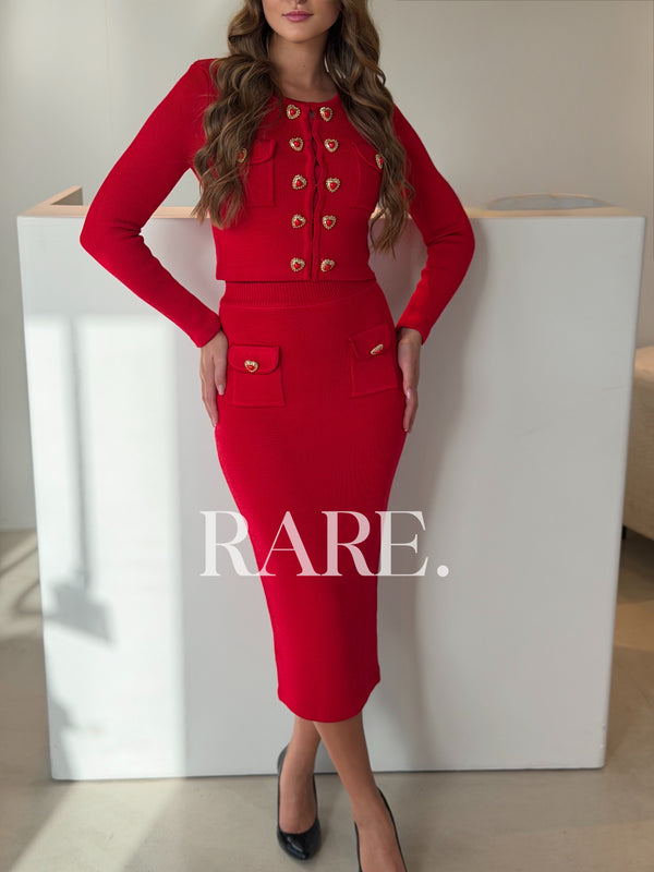 HEART BUTTONS SKIRT SET