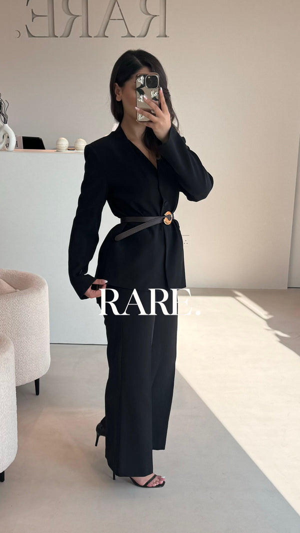 BLAZER VNECK SUIT W/BELT