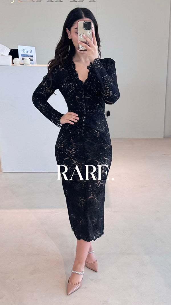 VNECK LACE DRESS فستان