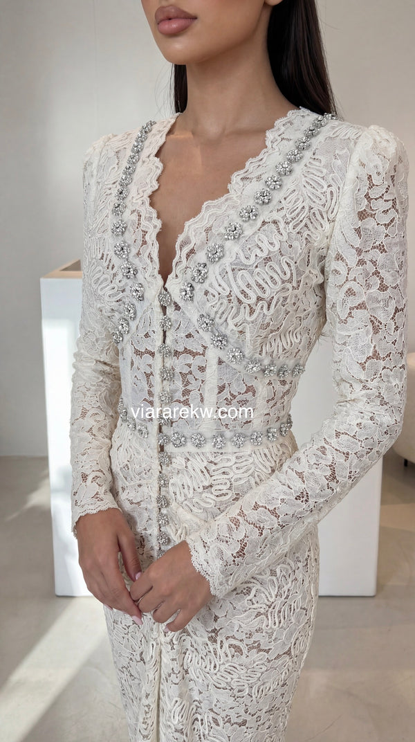 SLIM FIT LACE DRESSفستان