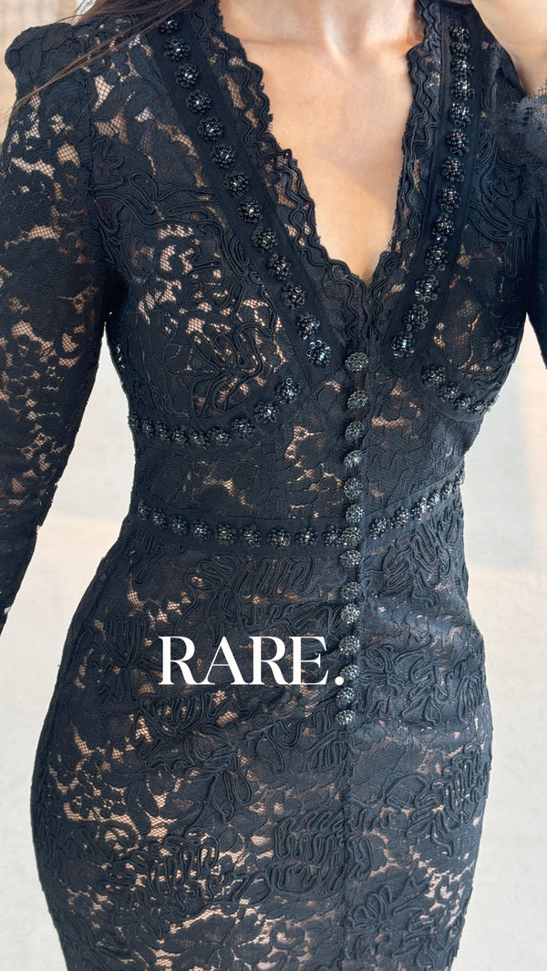 VNECK LACE DRESS فستان