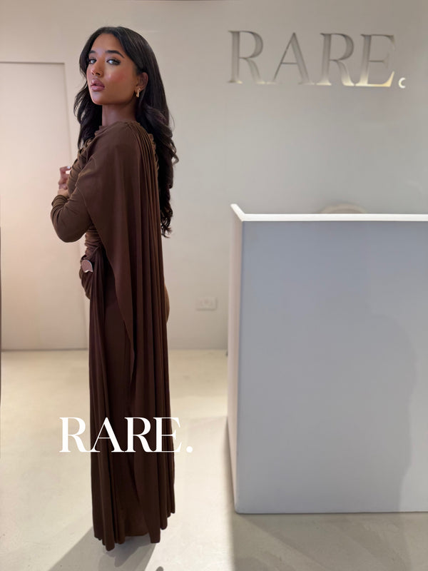 LONG SLEEVE RUCHED GOWN