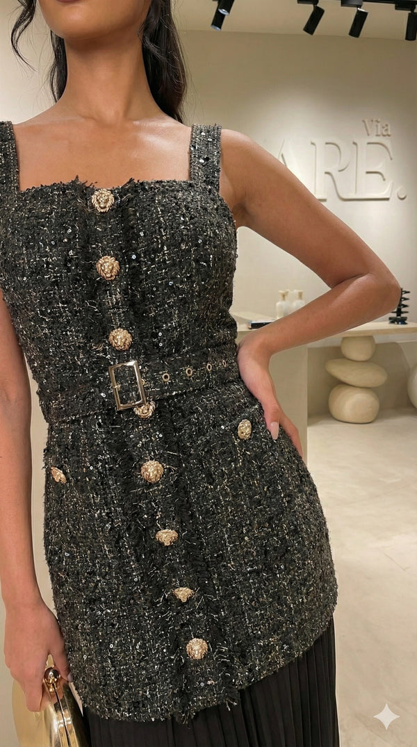 TWEED MAXI DRESS فستان