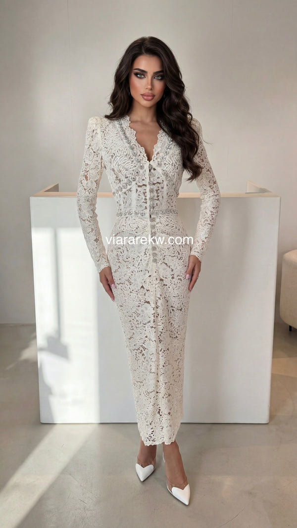 SLIM FIT LACE DRESSفستان