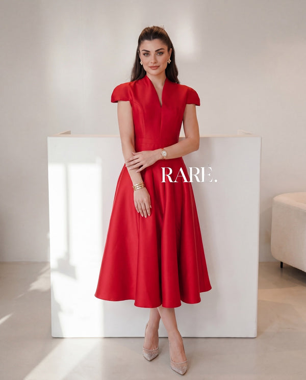 FIT AND FLARE MIDI DRESS فستان