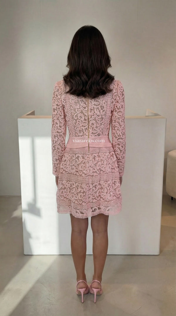 BLUSH LACE DRESSفستان