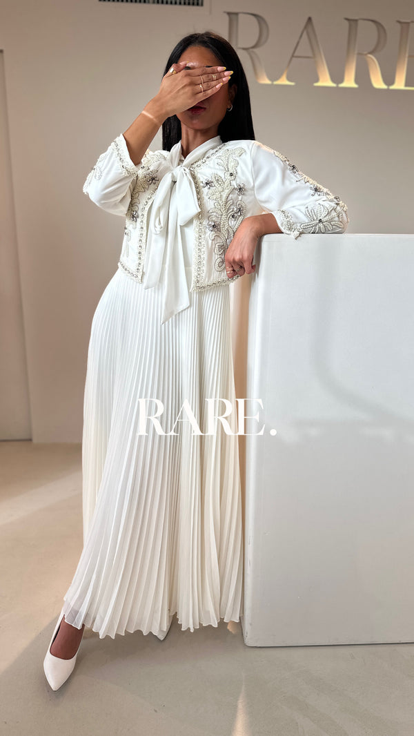 LONG  DRESS  CARDIGAN WITH PEARL