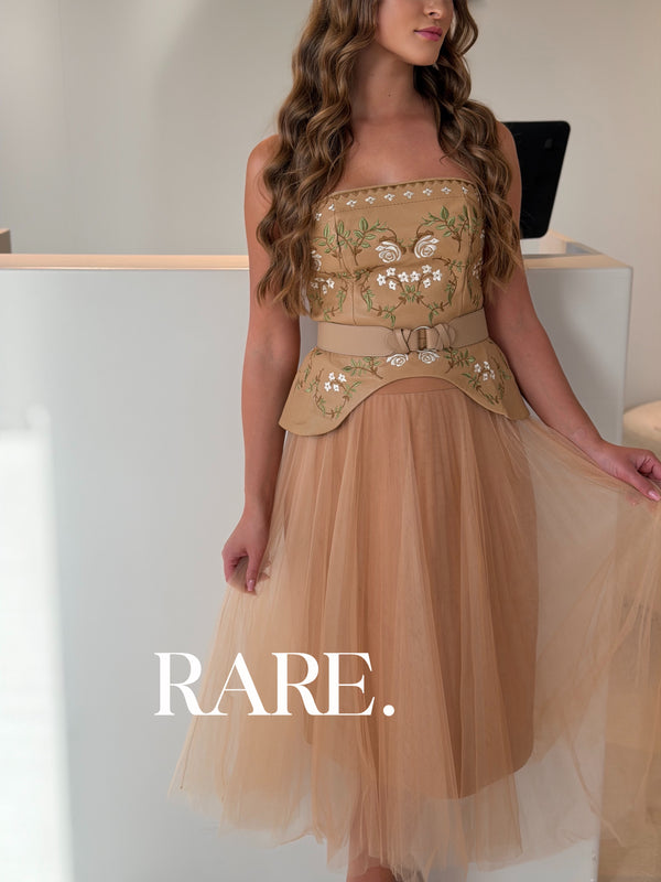 LEATHER DRESS WITH FLOWERS