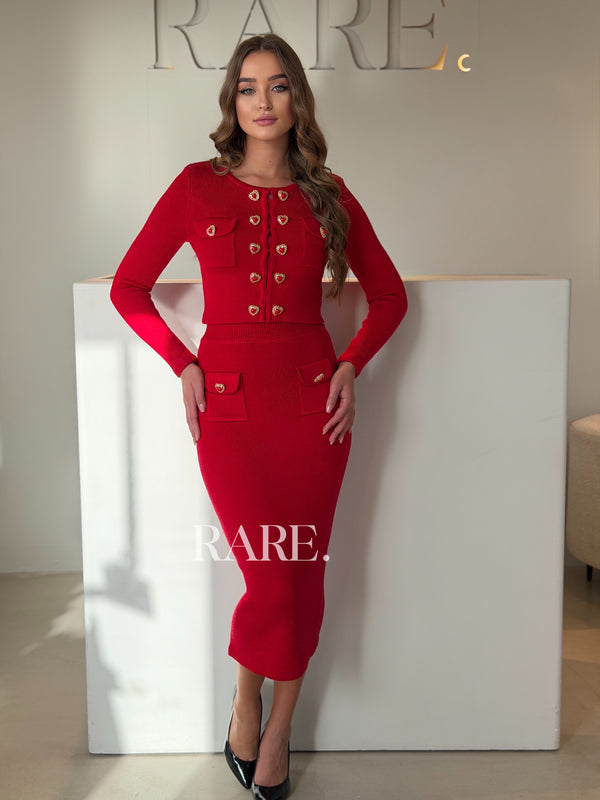 HEART BUTTONS SKIRT SET