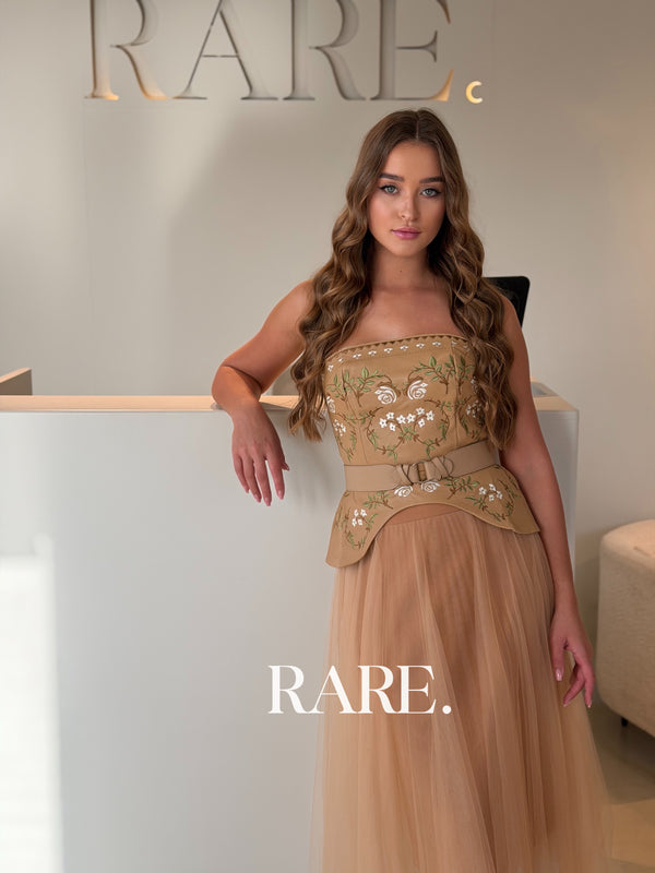 LEATHER DRESS WITH FLOWERS