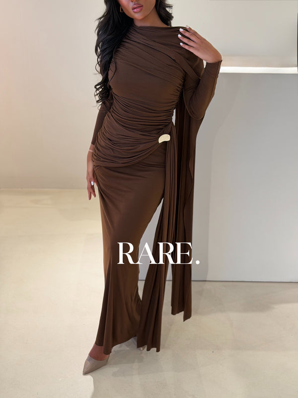 LONG SLEEVE RUCHED GOWN