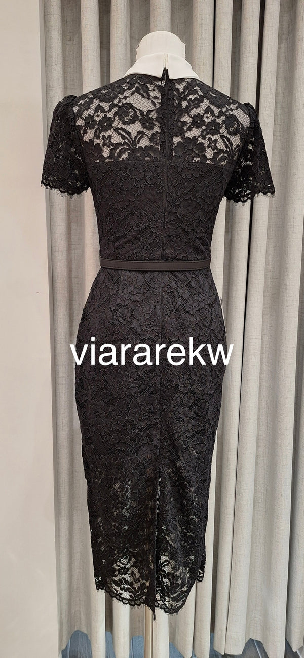 BOW BELTED  LACE  DRESSفستان