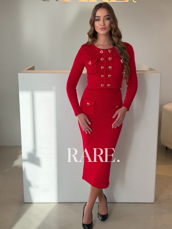 HEART BUTTONS SKIRT SET