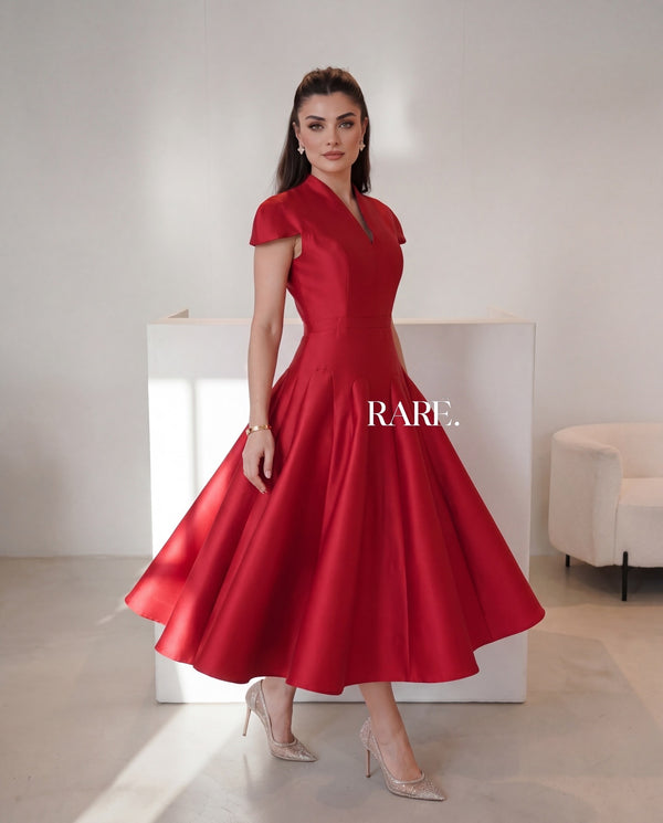FIT AND FLARE MIDI DRESS فستان