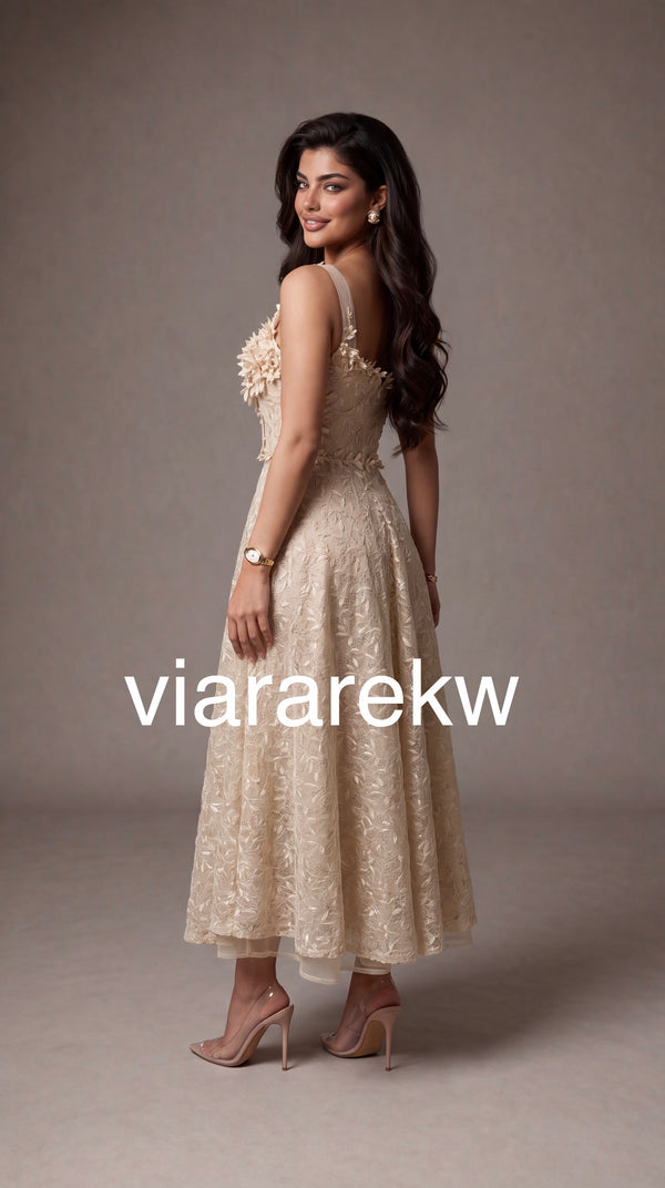 TULLE PETALS MAXI DRESSفستان