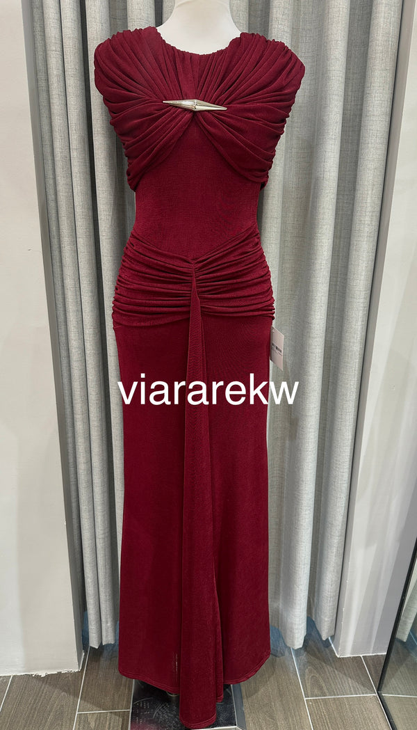 RUCHED SLEEVELESS DRESSفستان