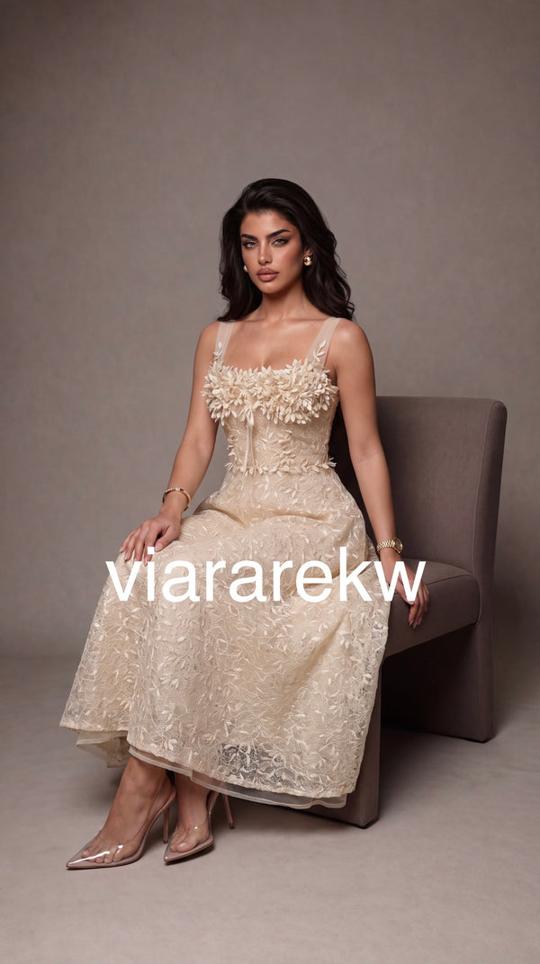 TULLE PETALS MAXI DRESSفستان