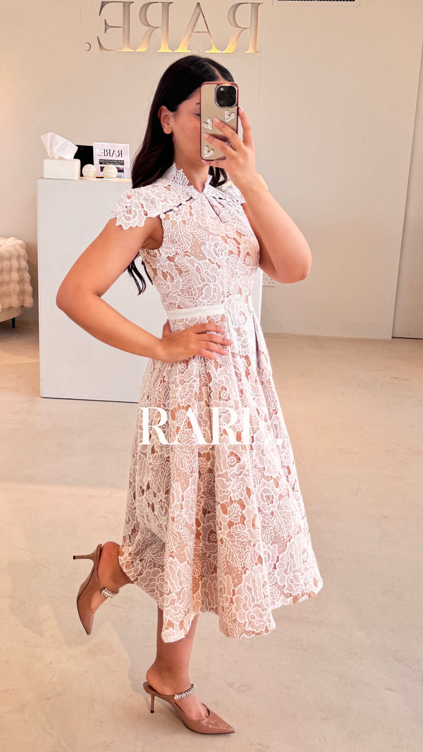 LACE STAND COLLAR DRESS