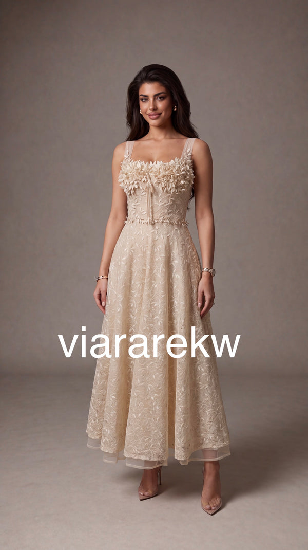 TULLE PETALS MAXI DRESSفستان