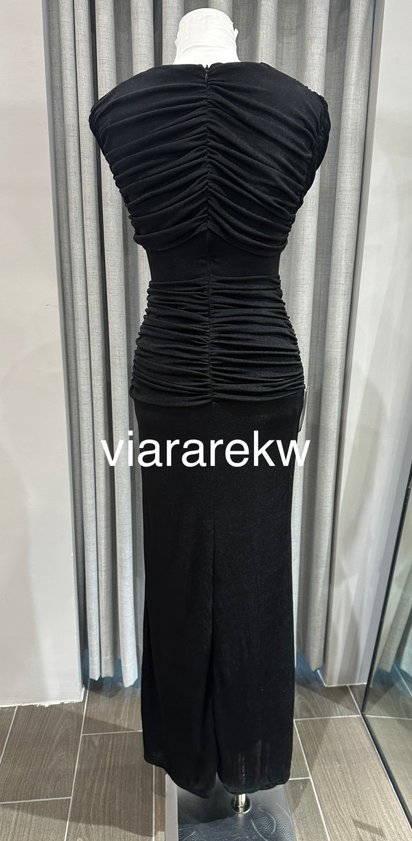 RUCHED SLEEVELESS DRESSفستان