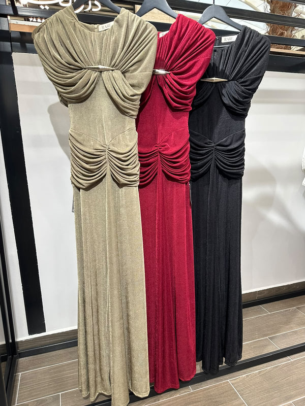 RUCHED SLEEVELESS DRESSفستان
