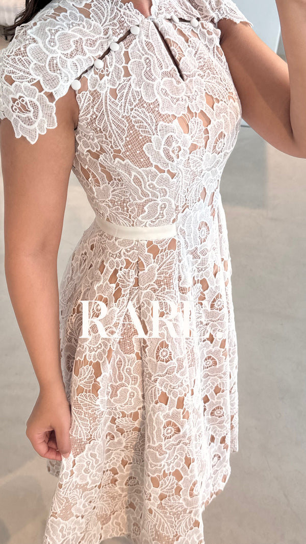 LACE STAND COLLAR DRESS