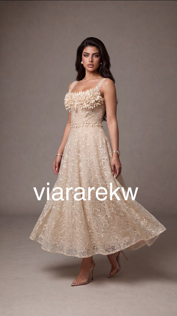 TULLE PETALS MAXI DRESSفستان
