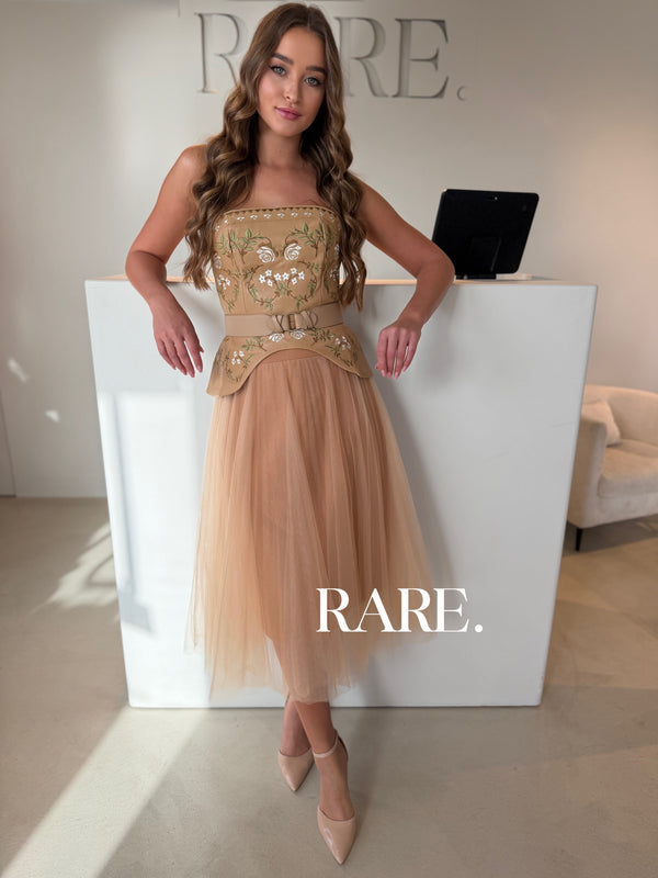 LEATHER DRESS WITH FLOWERS