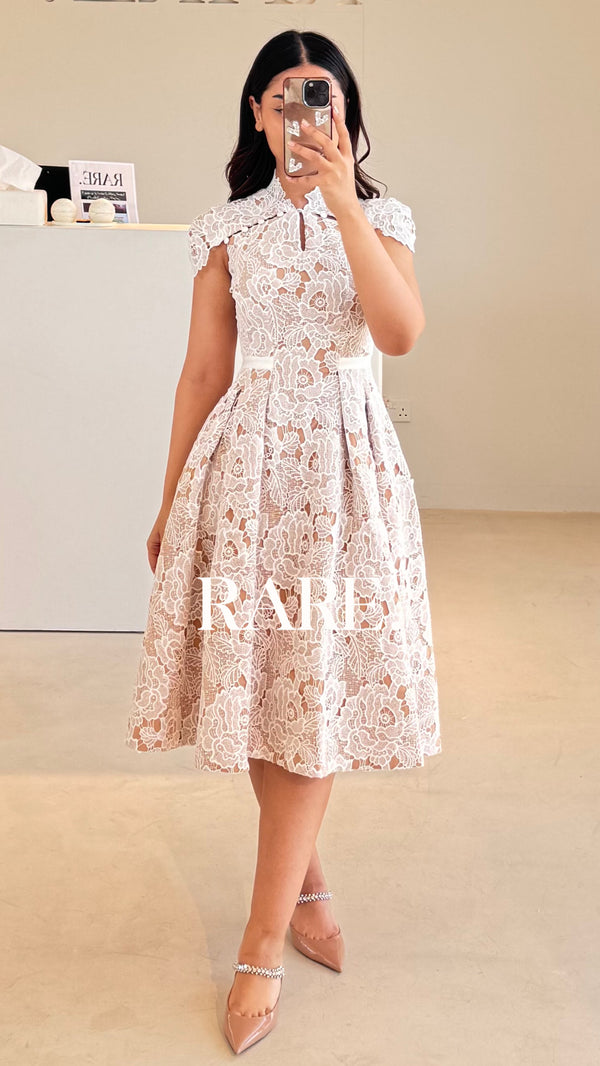 LACE STAND COLLAR DRESS
