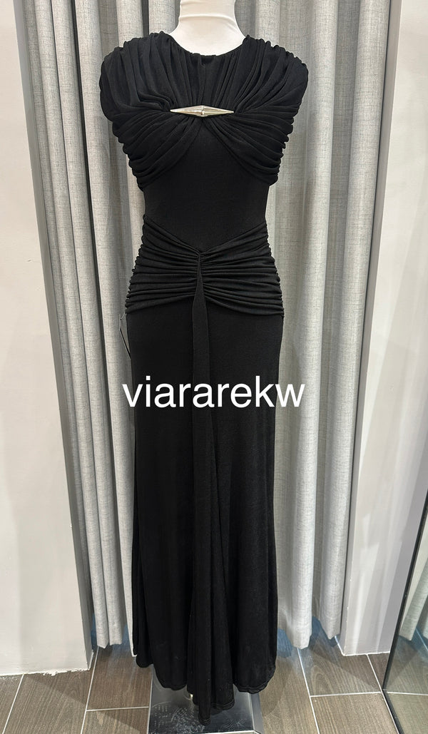 RUCHED SLEEVELESS DRESSفستان