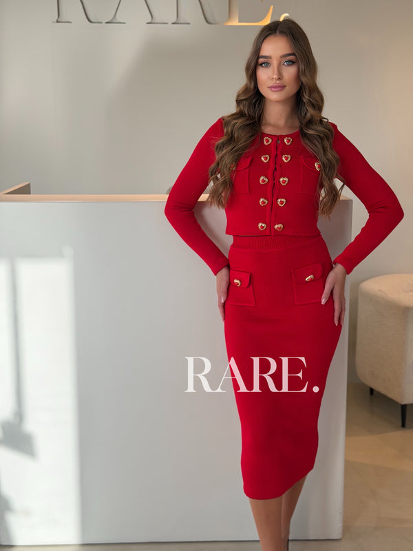 HEART BUTTONS SKIRT SET