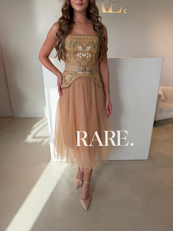 LEATHER DRESS WITH FLOWERS