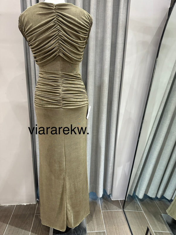 RUCHED SLEEVELESS DRESSفستان
