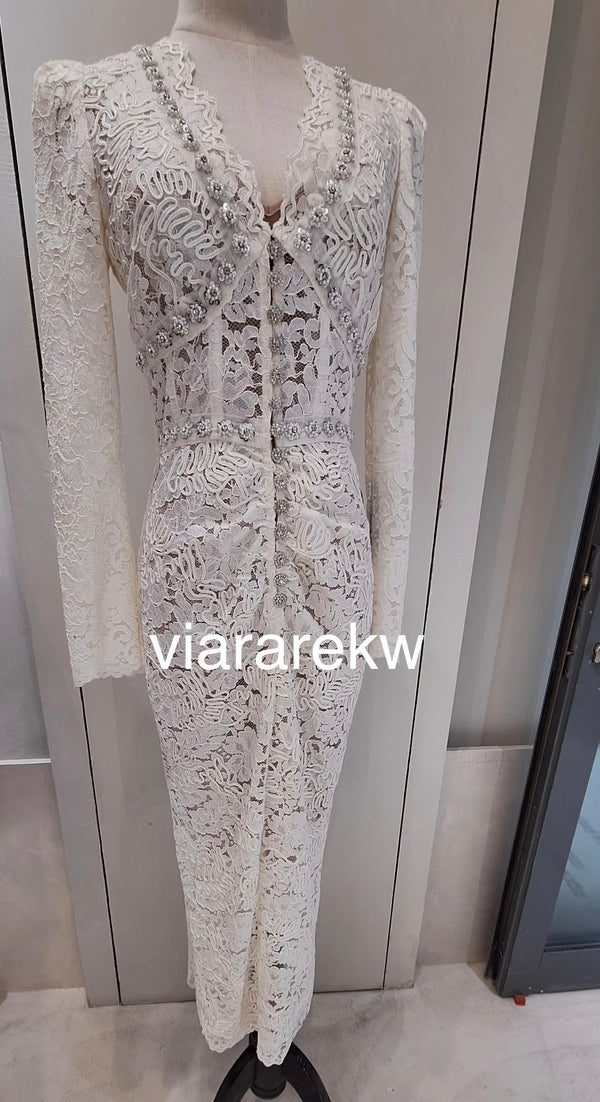 SLIM FIT LACE DRESSفستان