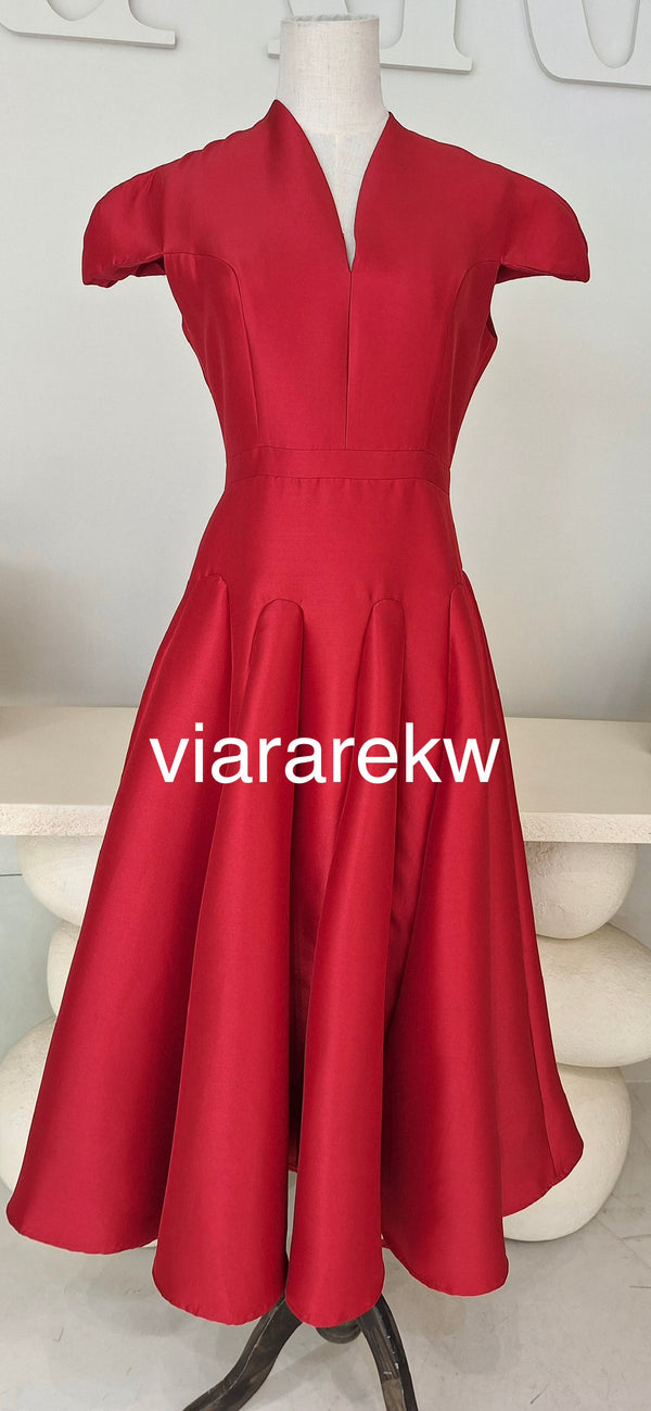 FIT AND FLARE MIDI DRESS فستان