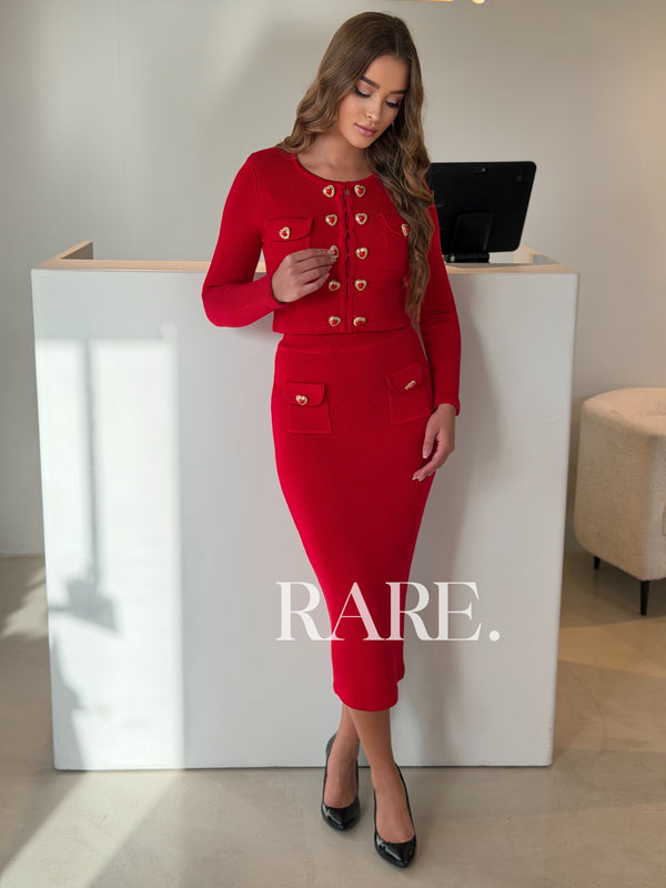 HEART BUTTONS SKIRT SET