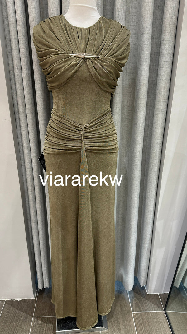 RUCHED SLEEVELESS DRESSفستان