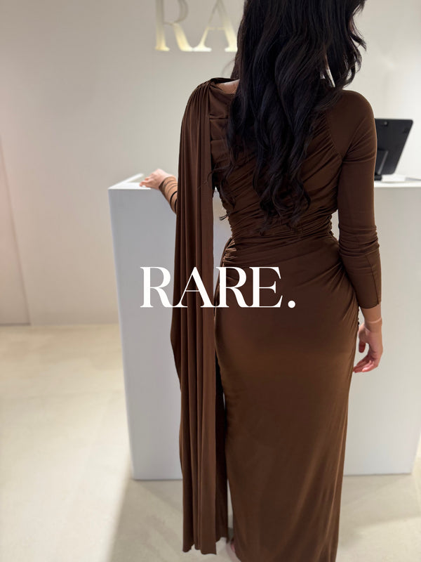 LONG SLEEVE RUCHED GOWN