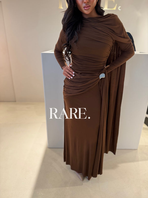 LONG SLEEVE RUCHED GOWN