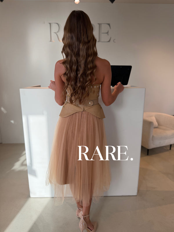 LEATHER DRESS WITH FLOWERS