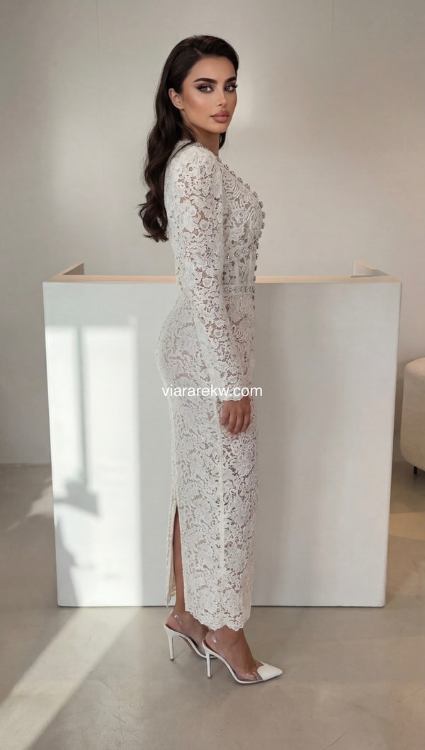 SLIM FIT LACE DRESSفستان